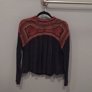 Free People high neck embroidered long sleeve